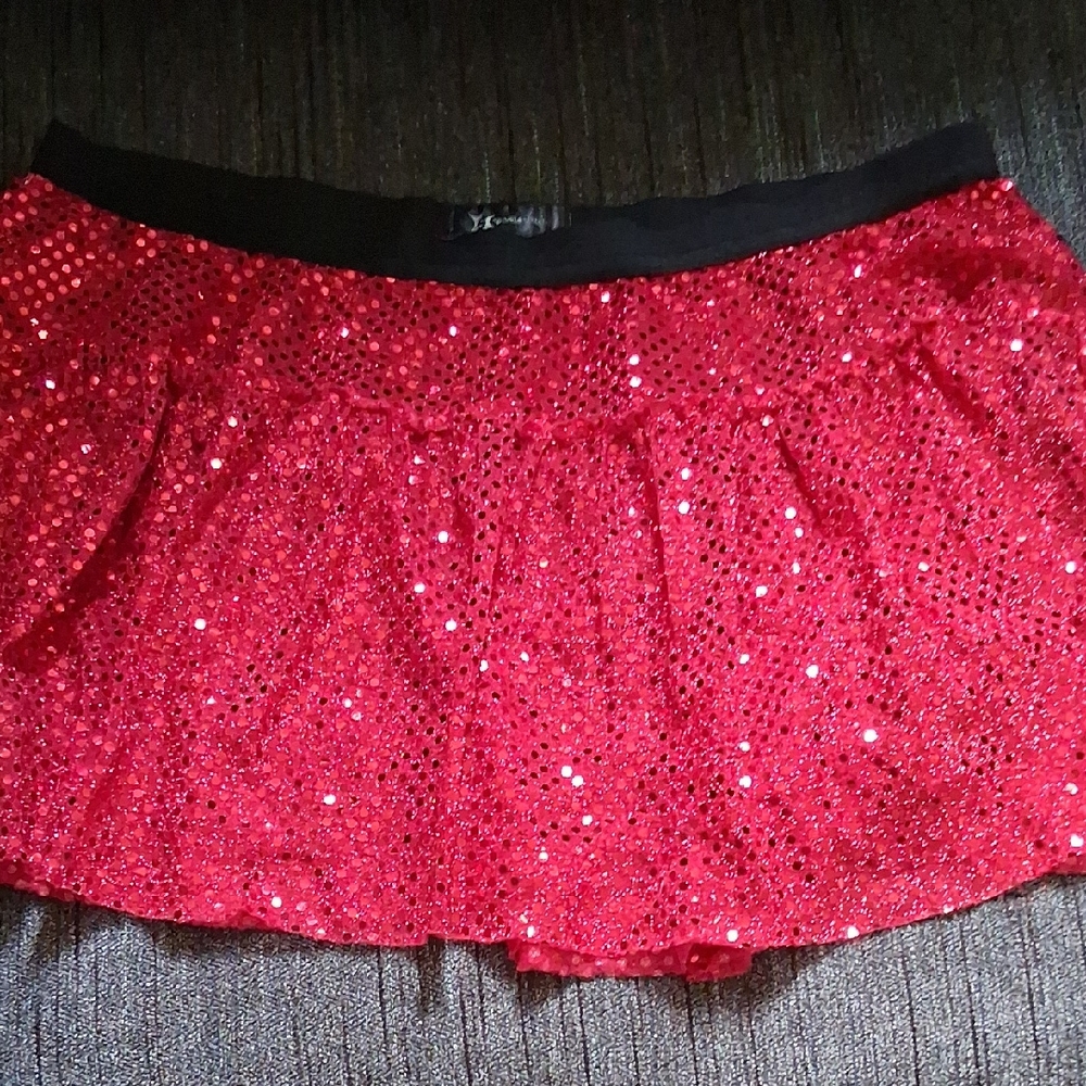 Red Sequin Bubble Mini Skirt